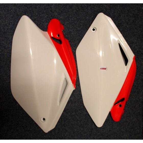 PLAQUES LATERALES CRF250 2004-2005 WHITE/RED